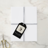 Tekeningen van geraamtes als bruid en bruidegom vo cadeaulabel (Met Touw)