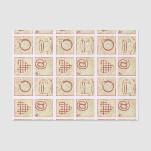 Tekeningen van het hart- en ringhout tissuepapier (Voorkant)