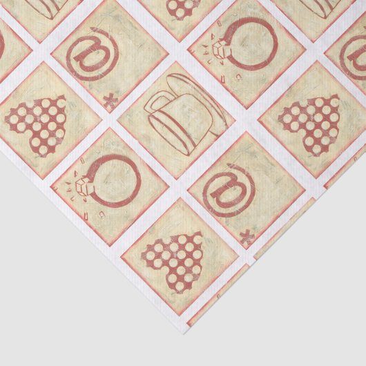 Tekeningen van het hart- en ringhout tissuepapier (Detail)