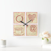 Tekeningen van het hart- en ringhout vierkante klok (Huis)