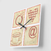 Tekeningen van het hart- en ringhout vierkante klok (Hoek)