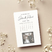 Tekeningen van komisch stel Save The Date Kaart