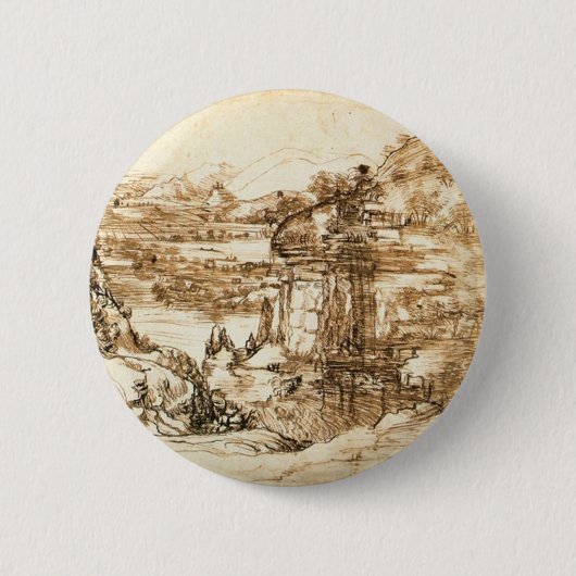 Tekeningen van Leonardo da Vinci Ronde Button 5,7 Cm (Voorkant)