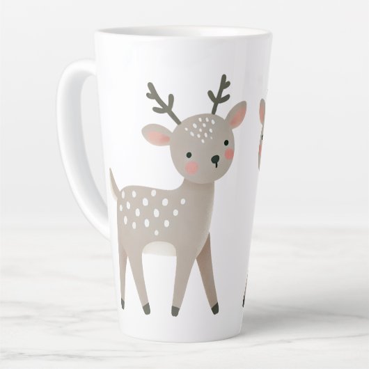 Tekeningen van Maan Cute Kerstmis Latte Mok (Linkerhoek)