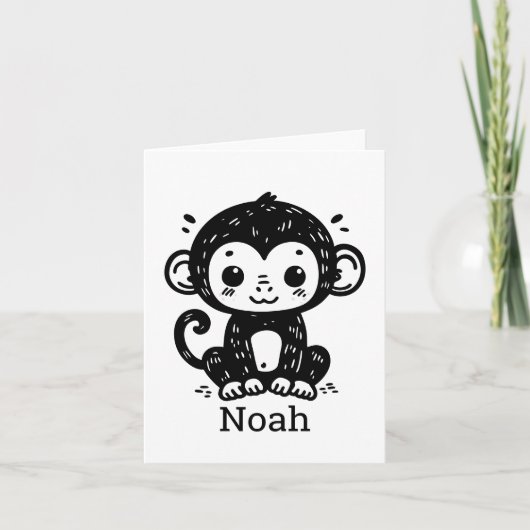 Tekeningen van Mooie Baby Aapjes - Kawaii Kunst vo Bedankkaart (Voorkant)