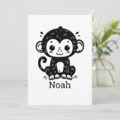 Tekeningen van Mooie Baby Aapjes - Kawaii Kunst vo Kaart (Staand voorkant)
