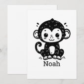 Tekeningen van Mooie Baby Aapjes - Kawaii Kunst vo Kaart (Voorkant / Achterkant)