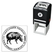 Tekeningen van oud everzwijn zwart-wit  zelfinktende stempel (In situ)