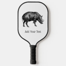 Tekeningen van oud wild zwijn zwart-wit pickleball paddle