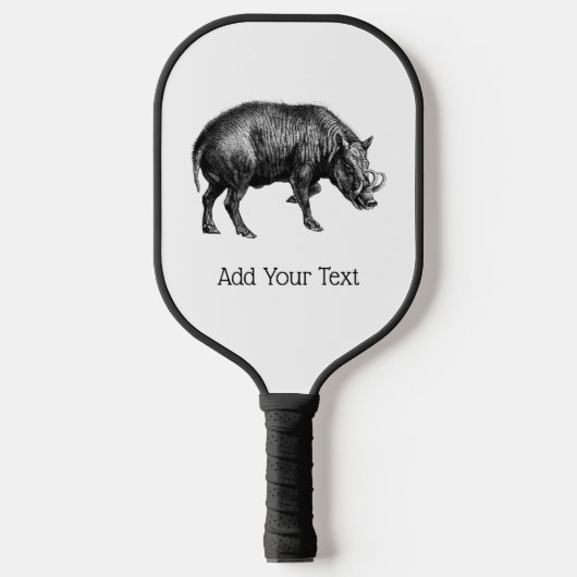 Tekeningen van oud wild zwijn zwart-wit pickleball paddle (Voorkant)