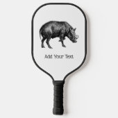 Tekeningen van oud wild zwijn zwart-wit pickleball paddle (Achterkant)