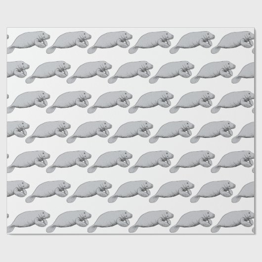 Tekeningen van oude lamantijnen cadeaupapier (Vlak)