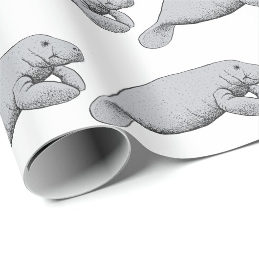 Tekeningen van oude lamantijnen cadeaupapier (Rol Hoek)