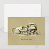 Tekeningen van oude stoomtrein locomotieven briefkaart (Voorkant / Achterkant)