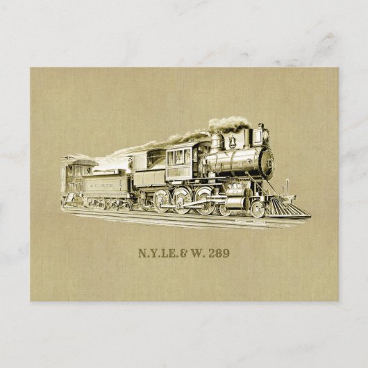 Tekeningen van oude stoomtrein locomotieven briefkaart (Voorkant)
