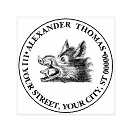 Tekeningen van oude wilde zwijnenkop BW Zelfinktende Stempel