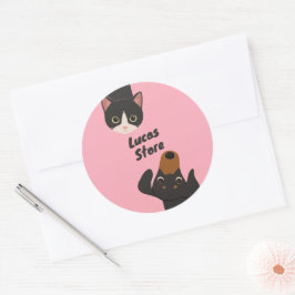 Tekeningen van schattige huisdieren ronde sticker