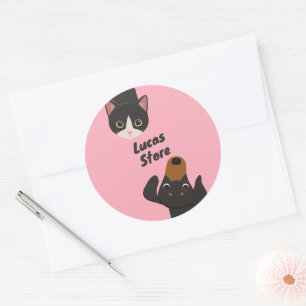 Tekeningen van schattige huisdieren ronde sticker