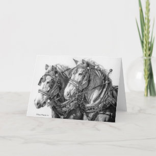 Tekeningen van Trekpaarden Wenskaart Kaart