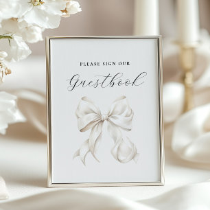 Tekeningen voor gastboektafel met witte strik poster