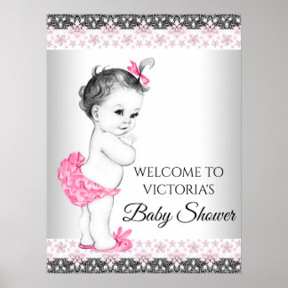 Tekeningen voor vintage meisje baby shower poster