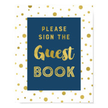 Tekeningenboek Huwelijk Bord Navy Blauw Goud Confe