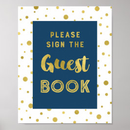 Tekeningenboek voor trouwgasten in marineblauw met poster
