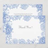 Tekenkaart met blauwe bloemen bedankt (Voorkant / Achterkant)