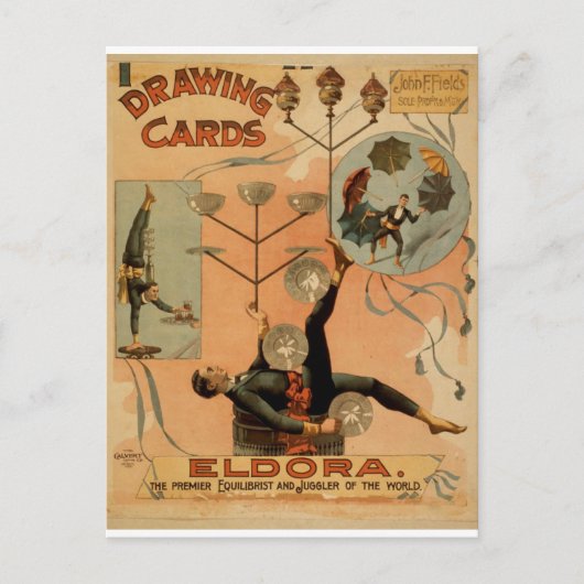 Tekenkaarten, "Eldora", jongleur van de wereld Briefkaart (Voorkant)