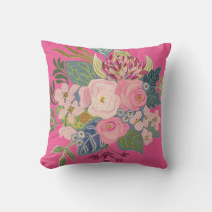 Tekenkamer_Magenta_Bright Bloemen Kussen