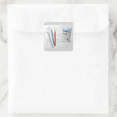 Tekenkantoorbenodigdheden Vierkante Sticker (Tas)