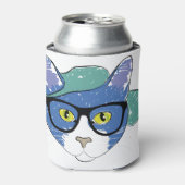 Tekenkat-mascot-kattenpotlood Blikjeskoeler (Blikje Voorkant)