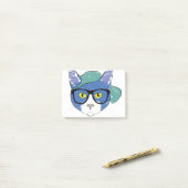 Tekenkat-mascot-kattenpotlood Post-it® Notes (Op bureau)
