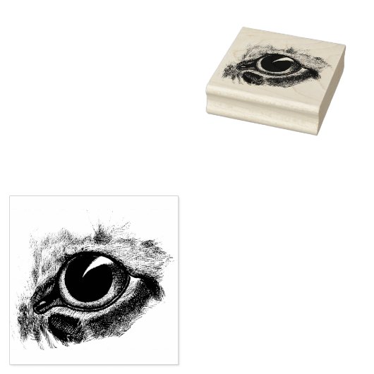  tekenkat Oogkunst Illustratie Rubberstempel (Gestempeld)