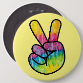 Tekenknop Regenboog Vrede Ronde Button 6,0 Cm (Voorkant /achterkant)