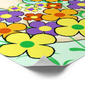 Tekenkonijn met bloemen poster (Hoek)