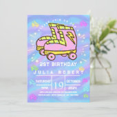 tekenkrijt Rolschaatsen sneeuw Verjaardag roze Kaart (Staand voorkant)