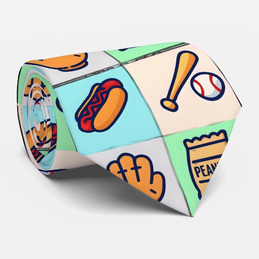 Tekenkubus met honkbalthema stropdas (Opgerold)