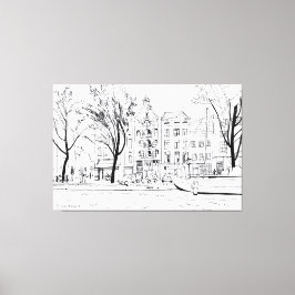 Tekenkunst Amsterdam Canvas Afdruk