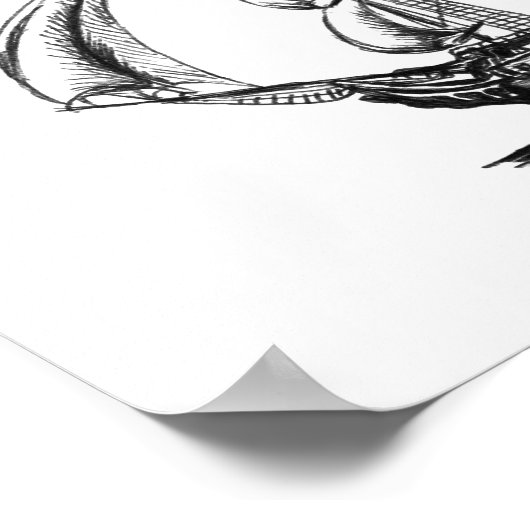  tekenkunst voor zeilscheepsinkt poster (Hoek)