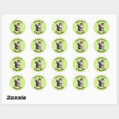 Tekenlabel met leuke groene eekhoorn en aangepaste ronde sticker (Vel)