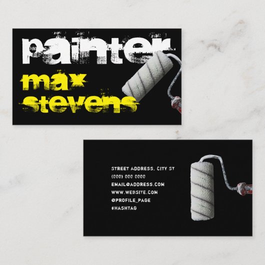 Tekenlettertype verfroller visitekaartje (Voorkant / Achterkant)