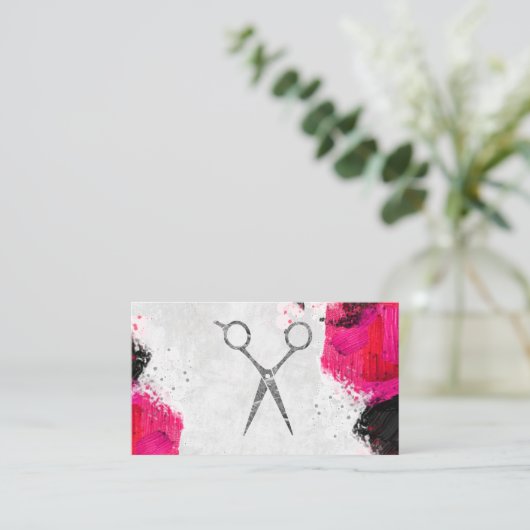 Tekenlijnen | Artistiek | Salon Scissors Afsprakenkaartje (Staand voorkant)