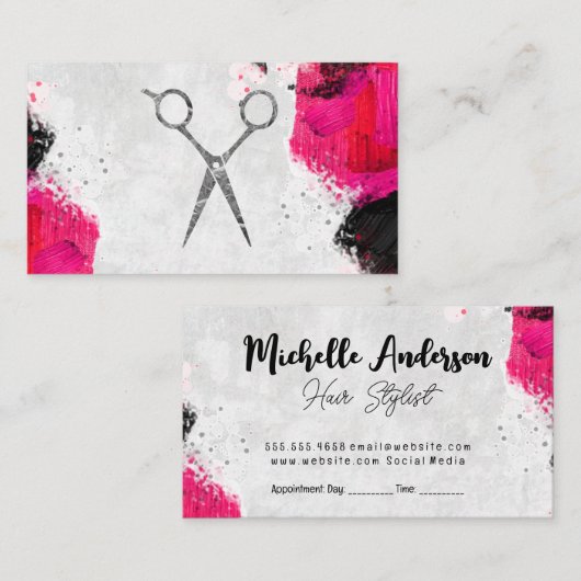 Tekenlijnen | Artistiek | Salon Scissors Afsprakenkaartje (Voorkant / Achterkant)