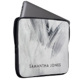 Tekenlijnen Tekst wit zwart Laptop Sleeve (Voorkant Rechts)