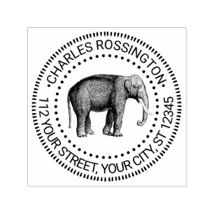 Tekennaam olifant vintage retouradres  zelfinktende stempel