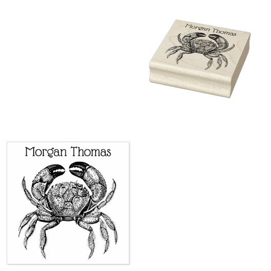 Tekennaam van antieke krab #1 rubberstempel (Gestempeld)