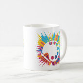 Tekenpalet penseel en kleurexplosie koffiemok (Voorkant rechts)