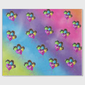 Tekenpartijballonnen op regenboog cadeaupapier (Vlak)