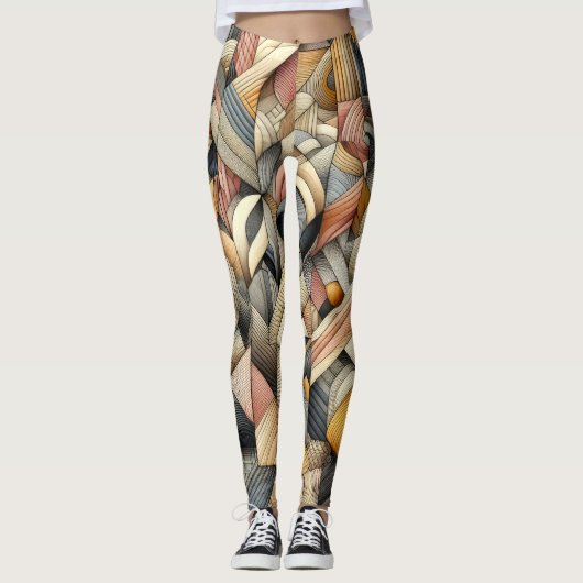 Tekenpastel Abstract Modern Design Leggings (Voorkant)